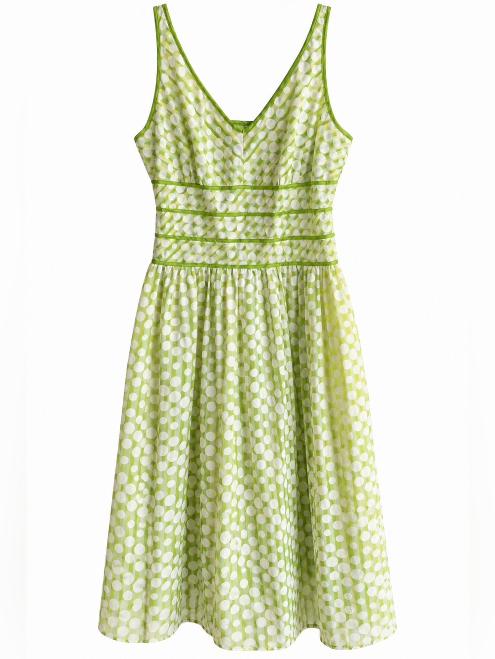 Vintage Robbie Bee Green & White Polka Dot Midi Dress (Vintage Size 16)